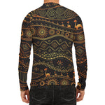 Tribal Ethnic African Pattern Print Men's Long Sleeve Rash Guard