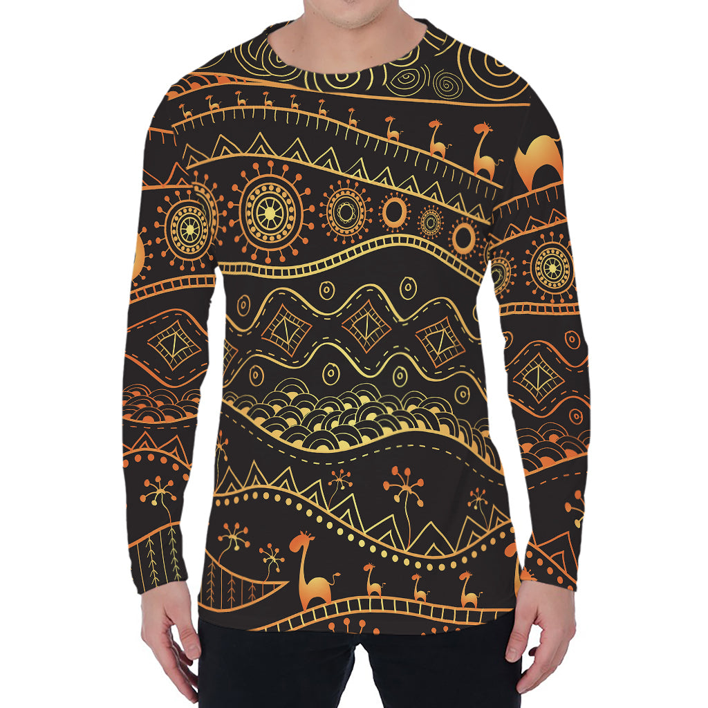 Tribal Ethnic African Pattern Print Men's Long Sleeve T-Shirt