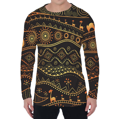 Tribal Ethnic African Pattern Print Men's Long Sleeve T-Shirt