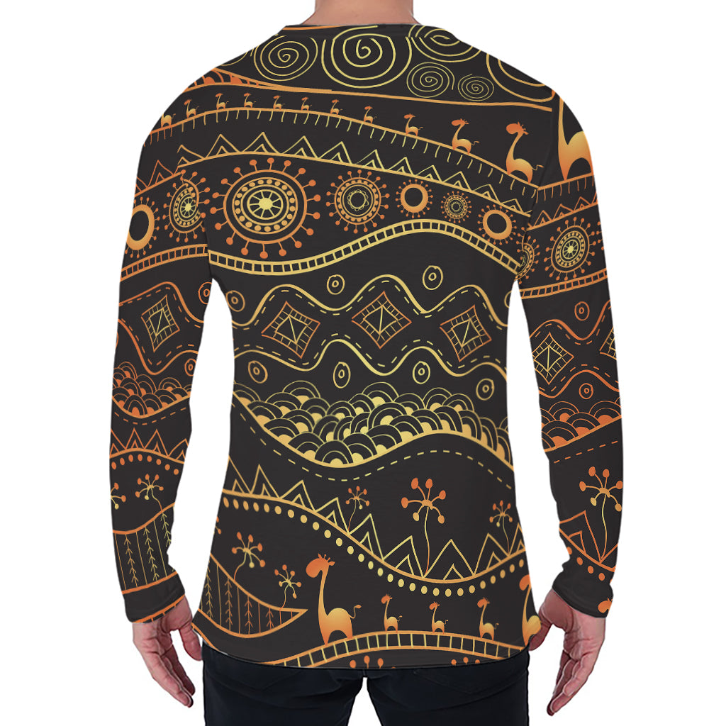 Tribal Ethnic African Pattern Print Men's Long Sleeve T-Shirt