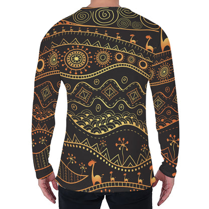 Tribal Ethnic African Pattern Print Men's Long Sleeve T-Shirt