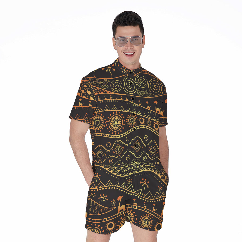 Tribal Ethnic African Pattern Print Men's Rompers