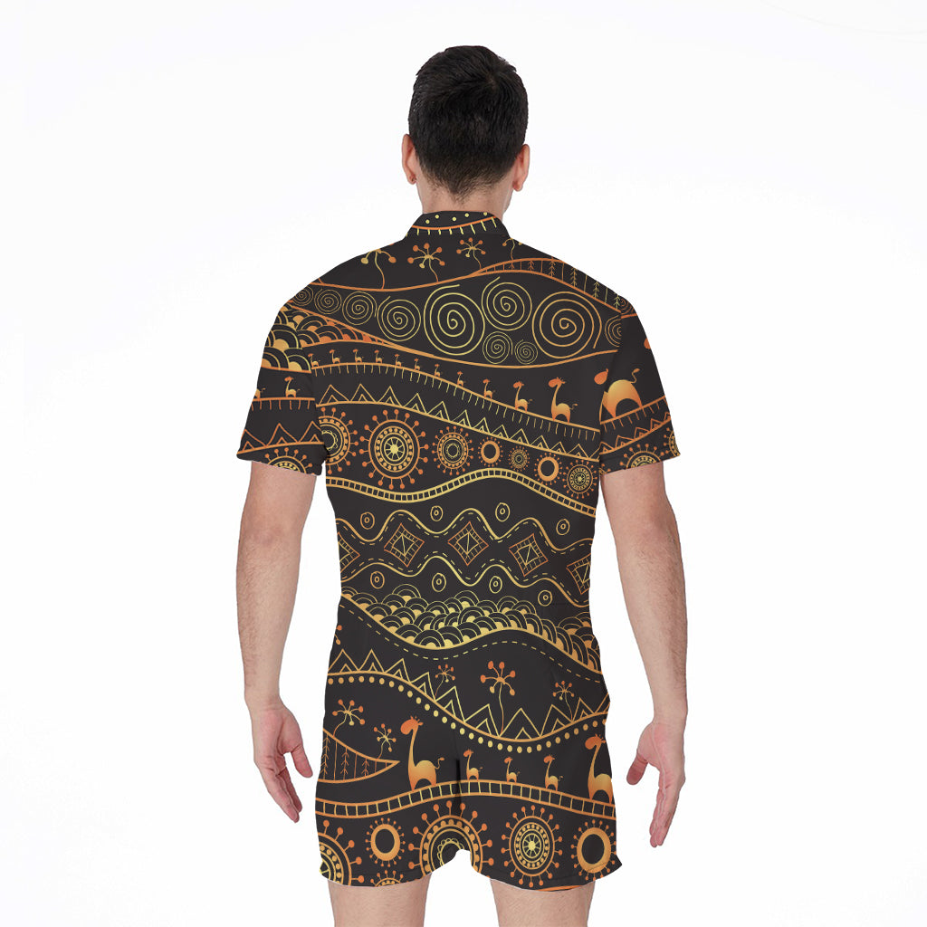 Tribal Ethnic African Pattern Print Men's Rompers