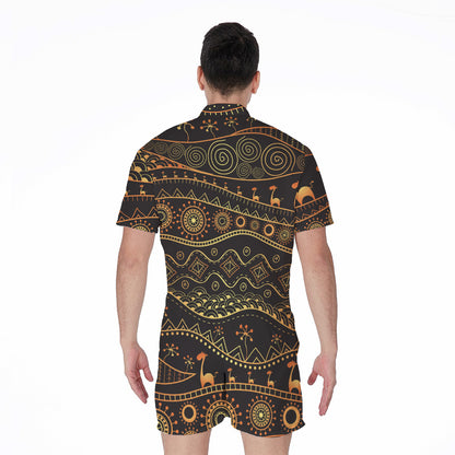 Tribal Ethnic African Pattern Print Men's Rompers