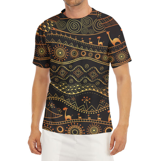 Tribal Ethnic African Pattern Print Men's Short Sleeve Rash Guard