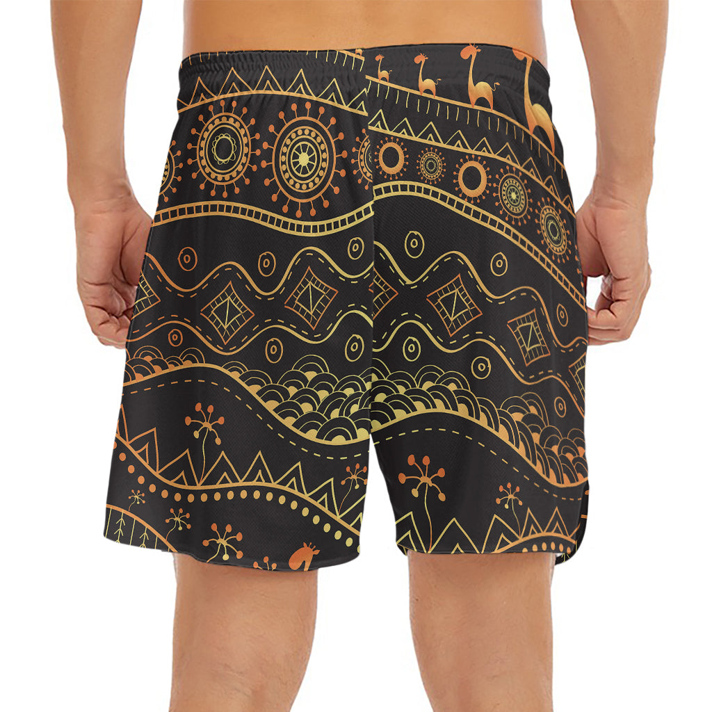 Tribal Ethnic African Pattern Print Men's Split Running Shorts