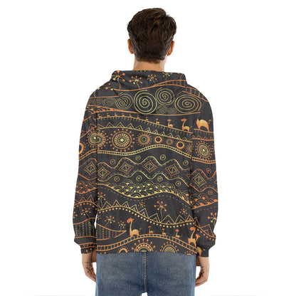 Tribal Ethnic African Pattern Print Men's Velvet Pullover Hoodie