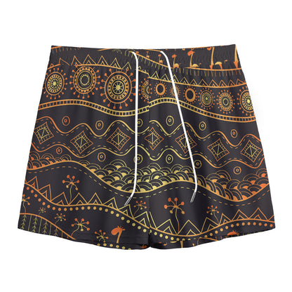 Tribal Ethnic African Pattern Print Mesh Shorts