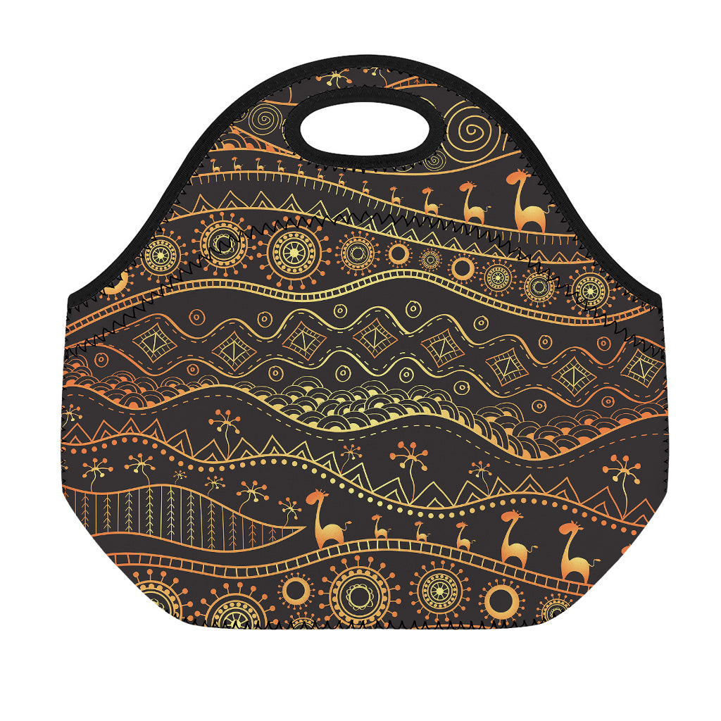 Tribal Ethnic African Pattern Print Neoprene Lunch Bag