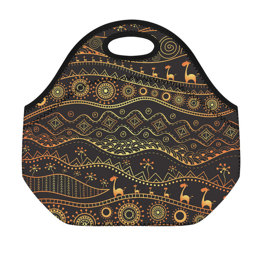 Tribal Ethnic African Pattern Print Neoprene Lunch Bag