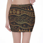 Tribal Ethnic African Pattern Print Pencil Mini Skirt