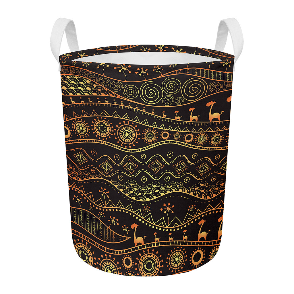 Tribal Ethnic African Pattern Print Round Laundry Basket