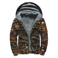 Tribal Ethnic African Pattern Print Sherpa Lined Zip Up Hoodie