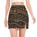 Tribal Ethnic African Pattern Print Side Slit Mini Skirt