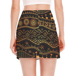 Tribal Ethnic African Pattern Print Side Slit Mini Skirt