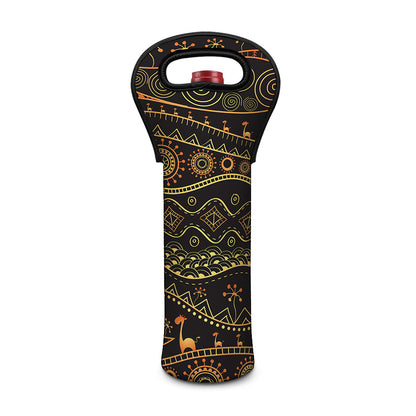 Tribal Ethnic African Pattern Print Single Neoprene Wine Tote