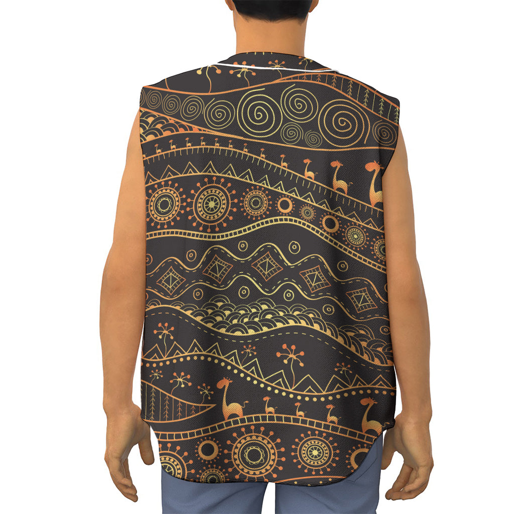 Tribal Ethnic African Pattern Print Sleeveless Baseball Jersey
