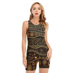 Tribal Ethnic African Pattern Print Sleeveless One Piece Swimsuit