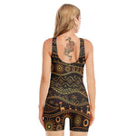 Tribal Ethnic African Pattern Print Sleeveless One Piece Swimsuit