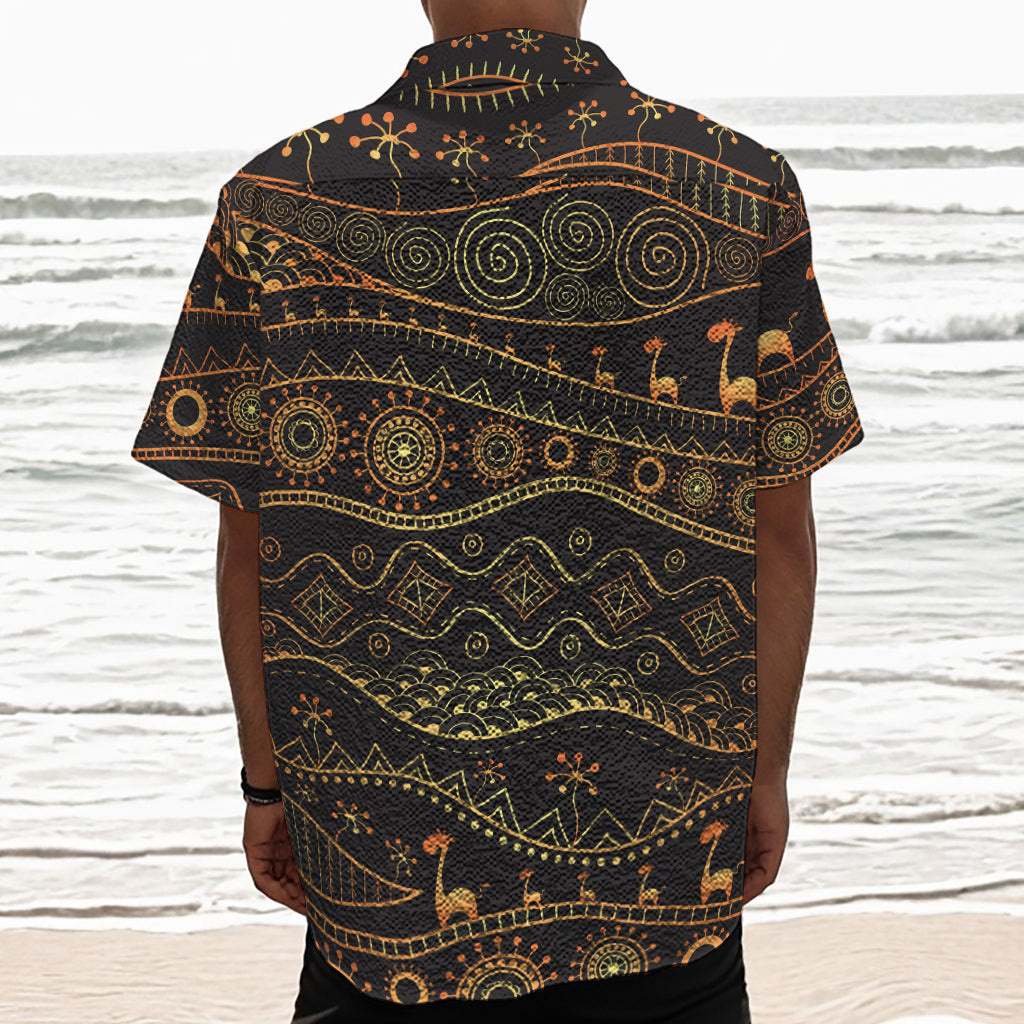 Tribal Ethnic African Pattern Print Textured Short Sleeve Shirt
