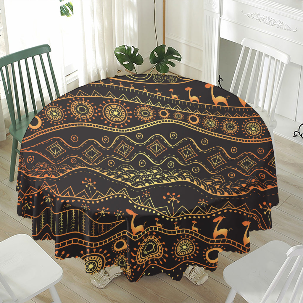 Tribal Ethnic African Pattern Print Waterproof Round Tablecloth