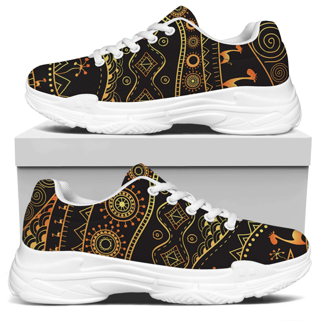 Tribal Ethnic African Pattern Print White Chunky Shoes