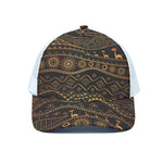Tribal Ethnic African Pattern Print White Mesh Trucker Cap