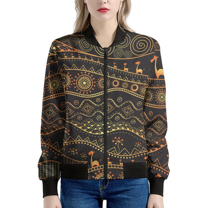 Tribal Ethnic African Pattern Print Women's Bomber Jacket