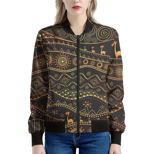 Tribal Ethnic African Pattern Print Women's Bomber Jacket