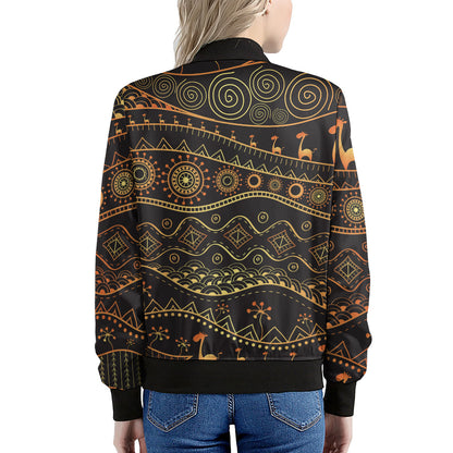 Tribal Ethnic African Pattern Print Women's Bomber Jacket