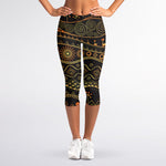 Tribal Ethnic African Pattern Print Women's Capri Leggings