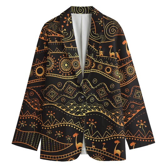 Tribal Ethnic African Pattern Print Women's Cotton Blazer