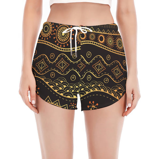 Tribal Ethnic African Pattern Print Women's Split Running Shorts