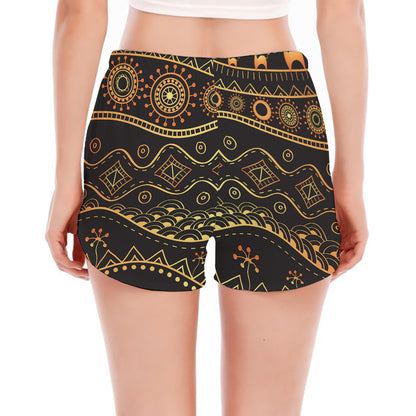 Tribal Ethnic African Pattern Print Women's Split Running Shorts