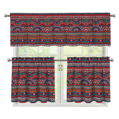 Tribal Ethnic Pattern Print 3 Piece Kitchen Curtains