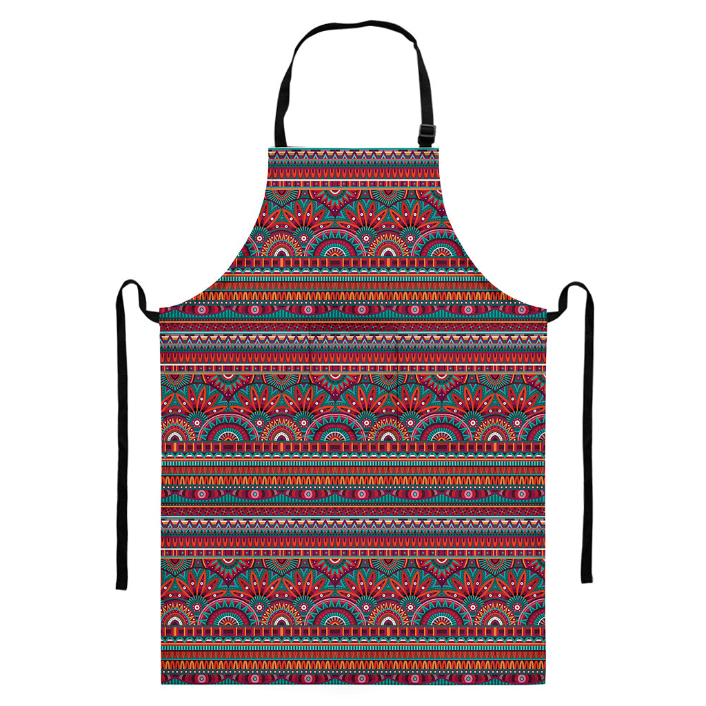 Tribal Ethnic Pattern Print Bib Apron With Pocket