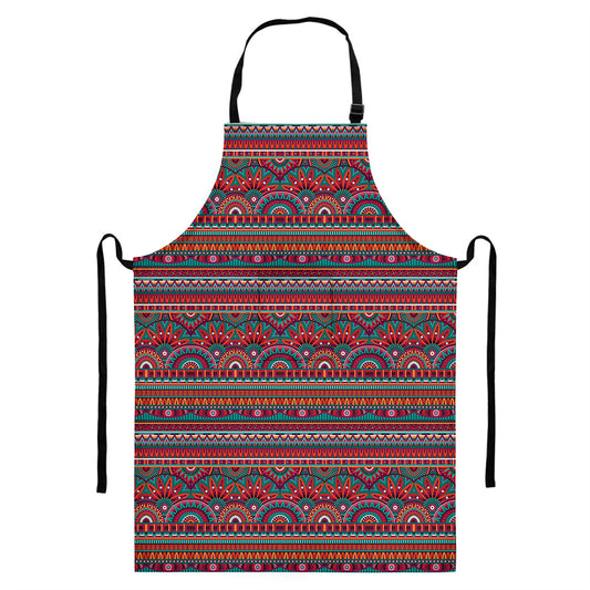 Tribal Ethnic Pattern Print Bib Apron With Pocket