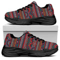 Tribal Ethnic Pattern Print Black Chunky Shoes