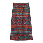 Tribal Ethnic Pattern Print Cotton Front Slit Maxi Skirt