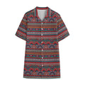 Tribal Ethnic Pattern Print Cotton Hawaiian Shirt
