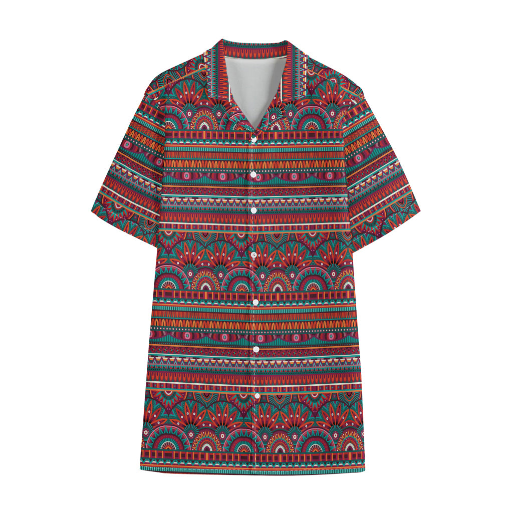 Tribal Ethnic Pattern Print Cotton Hawaiian Shirt
