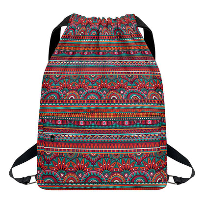 Tribal Ethnic Pattern Print Drawstring Backpack