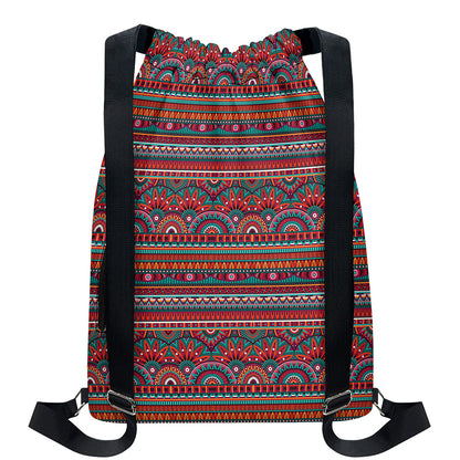 Tribal Ethnic Pattern Print Drawstring Backpack