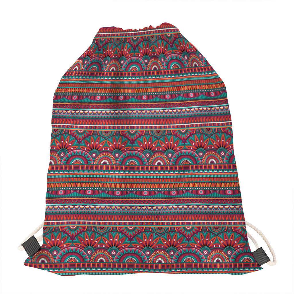 Tribal Ethnic Pattern Print Drawstring Bag