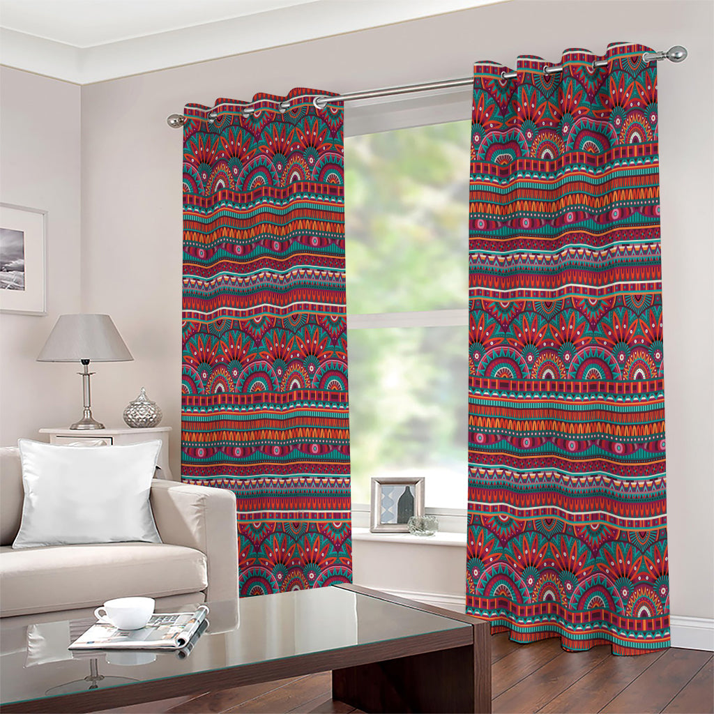 Tribal Ethnic Pattern Print Extra Wide Grommet Curtains