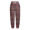 Tribal Ethnic Pattern Print Fleece Lined Knit Pants