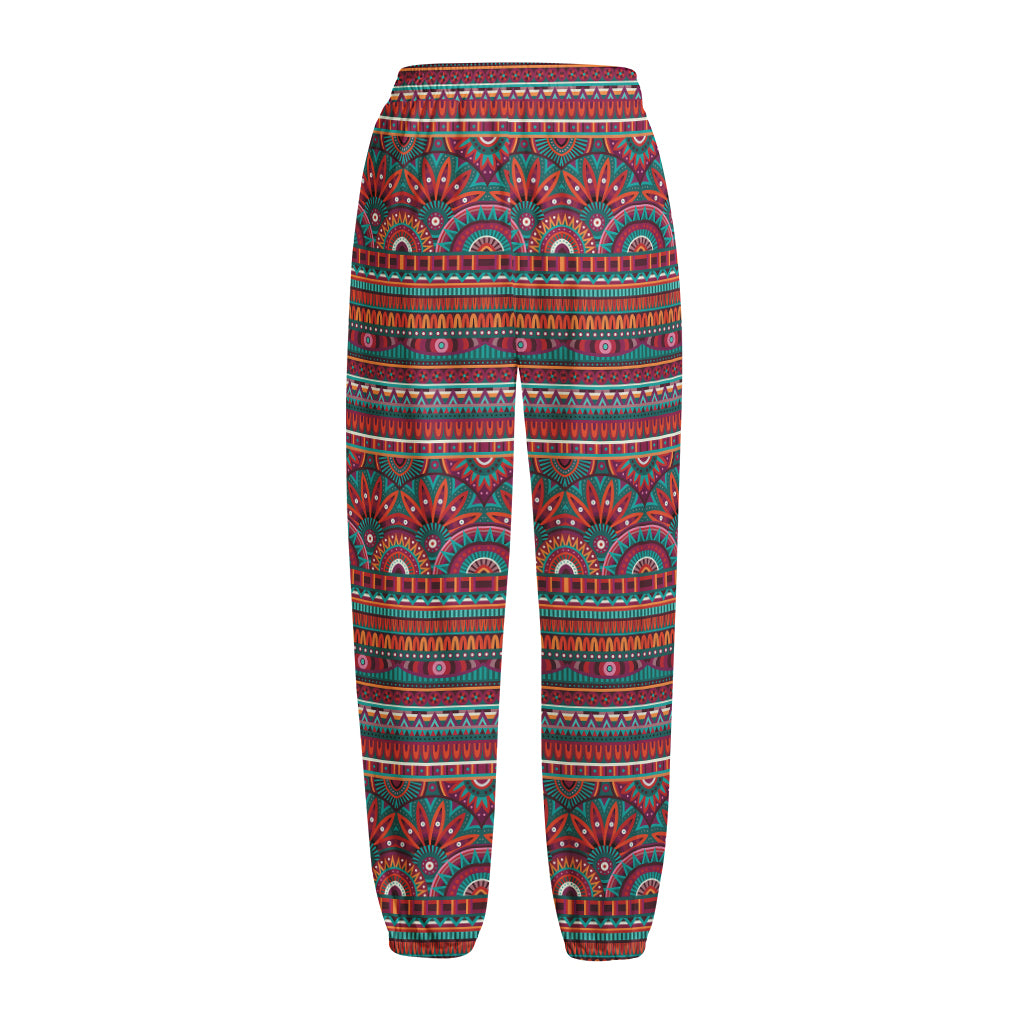 Tribal Ethnic Pattern Print Fleece Lined Knit Pants