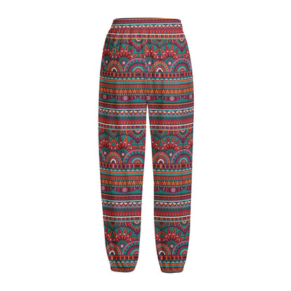 Tribal Ethnic Pattern Print Fleece Lined Knit Pants