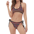 Tribal Ethnic Pattern Print Halter Scoop Tie Side Bikini