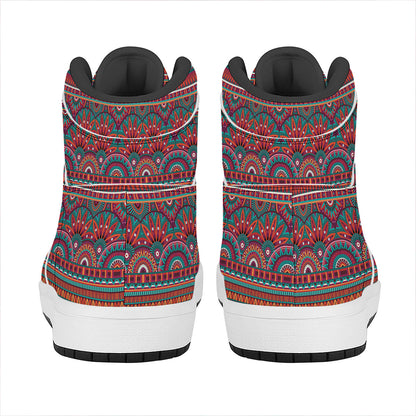 Tribal Ethnic Pattern Print High Top Leather Sneakers